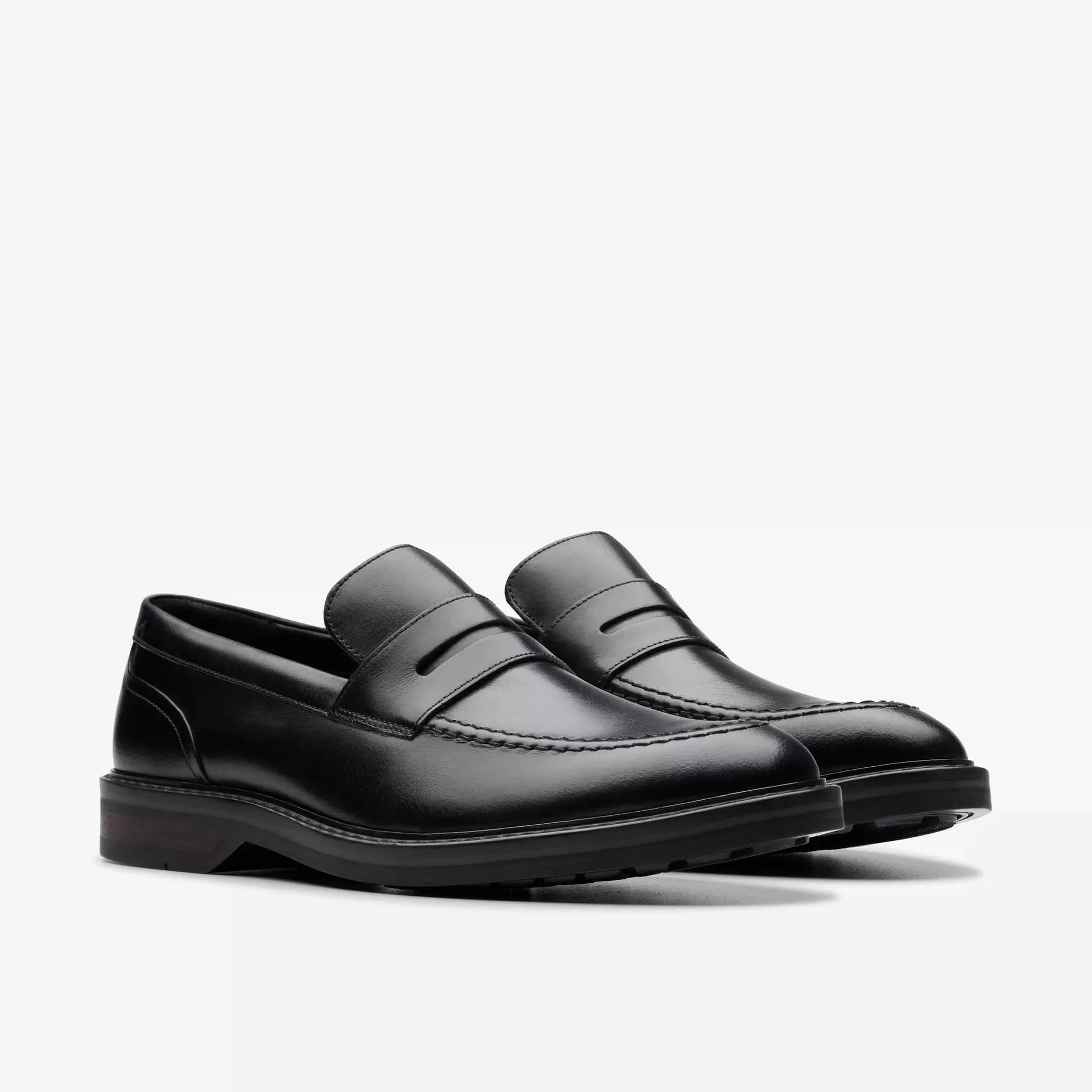 Clarks Men's Aldwin Step Dress Shoes- Black Leather