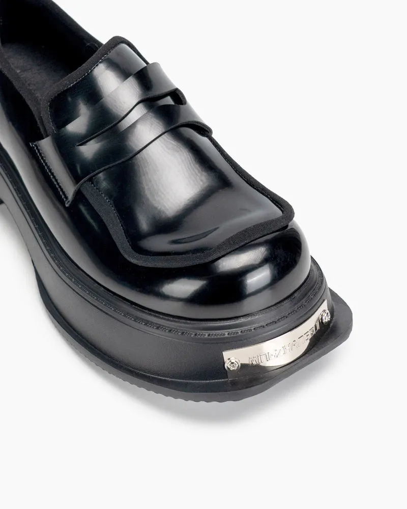 (Clean Up - US 5) Metal Platform Chunky Loafers with Detachable Decoration