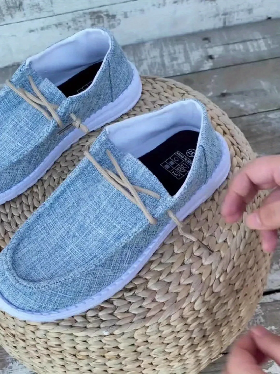 Dames slip-on loafers-gestreepte canvas sneakers, licht en comfortabel