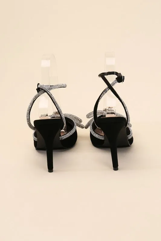 Double Bow Ankle Strap High Heel Sandals