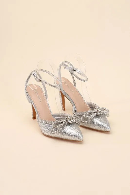 Double Bow Ankle Strap High Heel Sandals