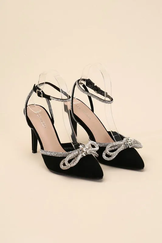 Double Bow Ankle Strap High Heel Sandals