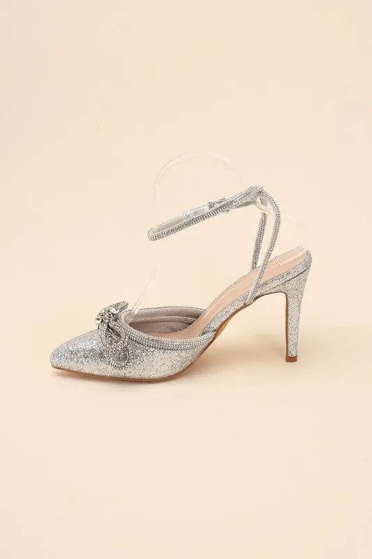 Double Bow Ankle Strap High Heel Sandals