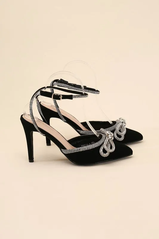 Double Bow Ankle Strap High Heel Sandals