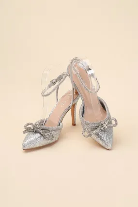 Double Bow Ankle Strap High Heel Sandals