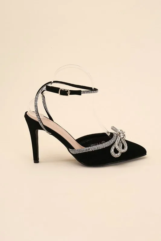 Double Bow Ankle Strap High Heel Sandals