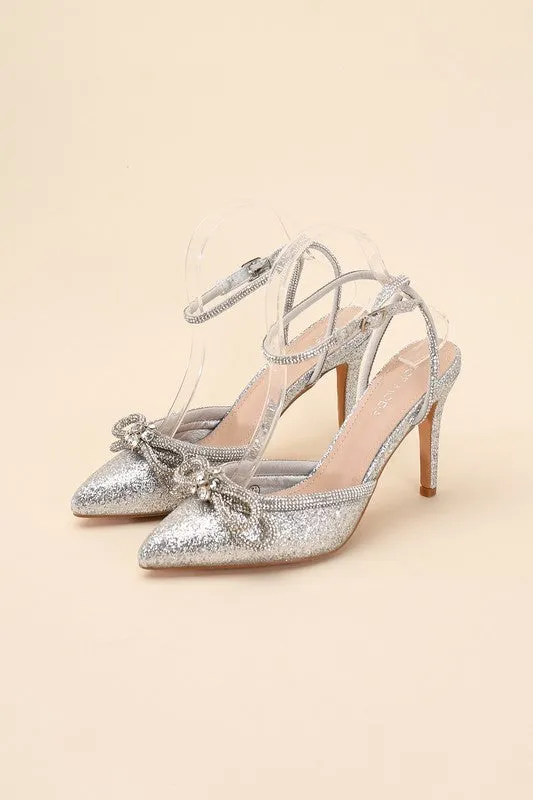 Double Bow Ankle Strap High Heel Sandals