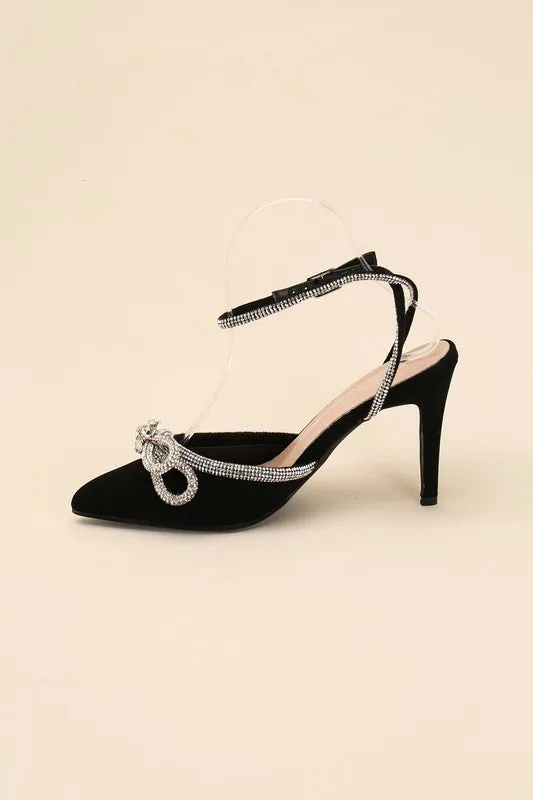 Double Bow Ankle Strap High Heel Sandals