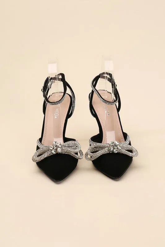 Double Bow Ankle Strap High Heel Sandals