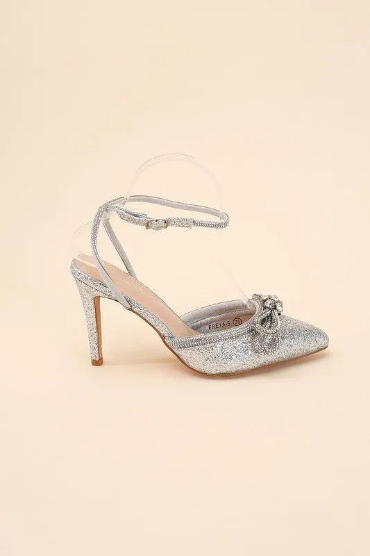 Double Bow Ankle Strap High Heel Sandals