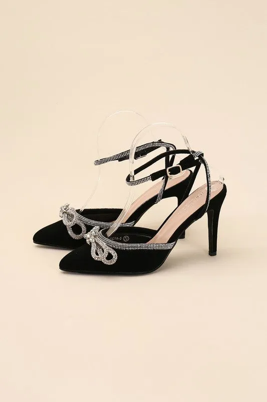 Double Bow Ankle Strap High Heel Sandals