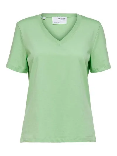 Essential Ss V-Neck Tee - Pistachio Green