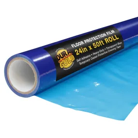 Floor Protection Film, 24-inch x 50' Roll - Blue Self Adhesive Temporary Floor Covering, Protect Flooring from Foot Traffic, Paint Spills, Dust, Construction Debris, Moving - Hardwood, Tile