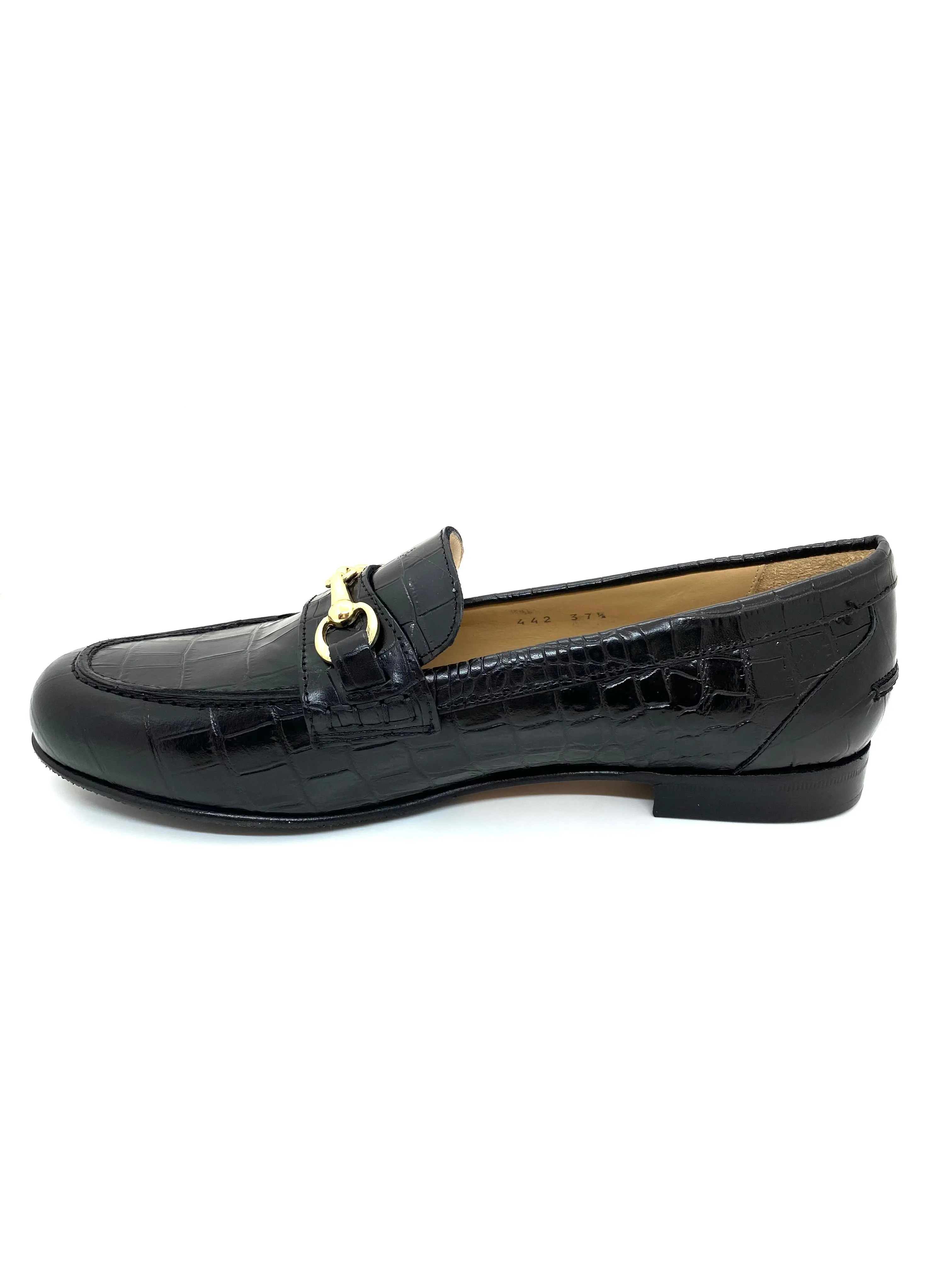 HB ladies Zoe Snaffle Trim Moccasin Black Croco