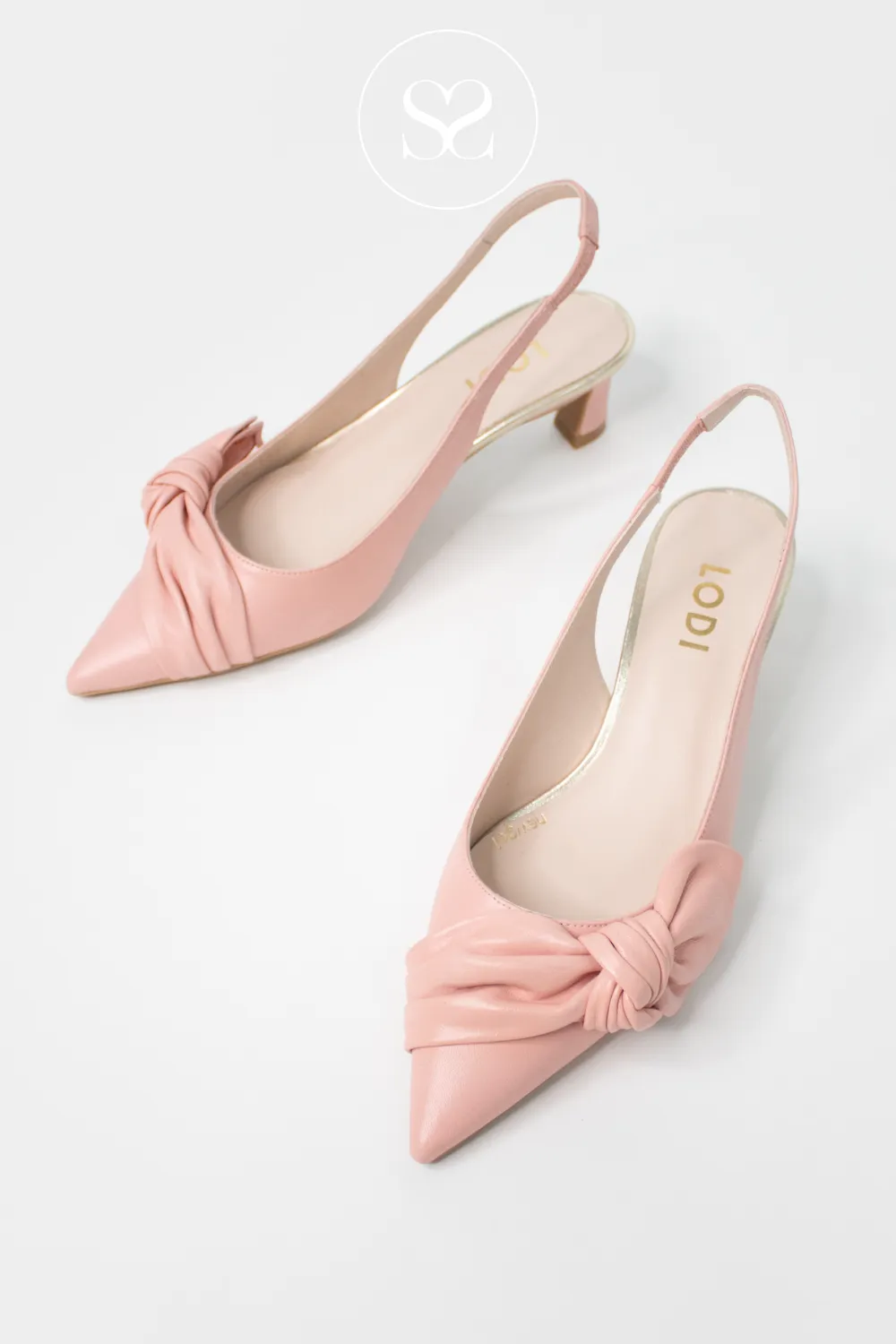 LODI CHESTINA PINK LEATHER SLINGBACK HEELS