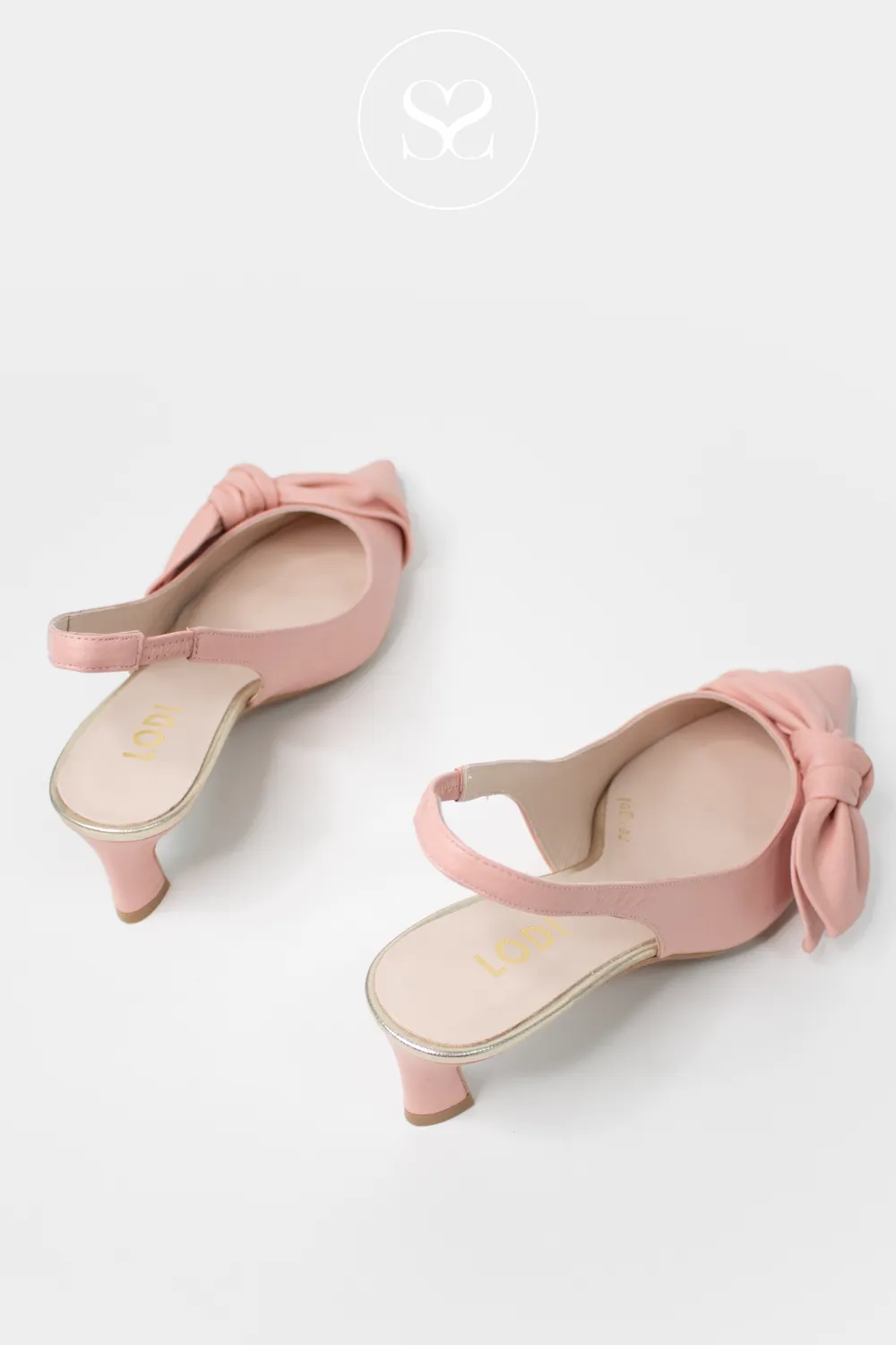 LODI CHESTINA PINK LEATHER SLINGBACK HEELS