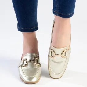 Madison Polly 3 - Gold Metal Trim Loafer - Champagne