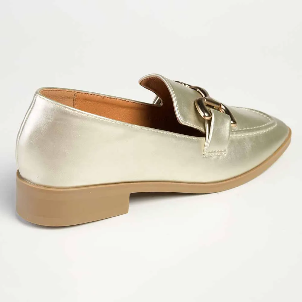 Madison Polly 3 - Gold Metal Trim Loafer - Champagne
