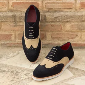 Men's Full Brogue Leather Shoes Wide Plus Size Brown Blue 2022