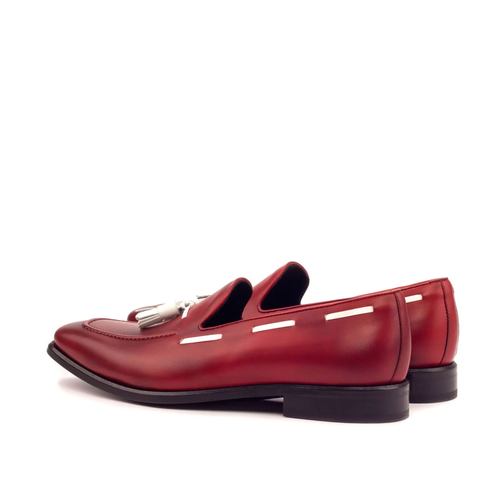 Men's Loafer Leather Shoes Wide Plus Size White Red 3452