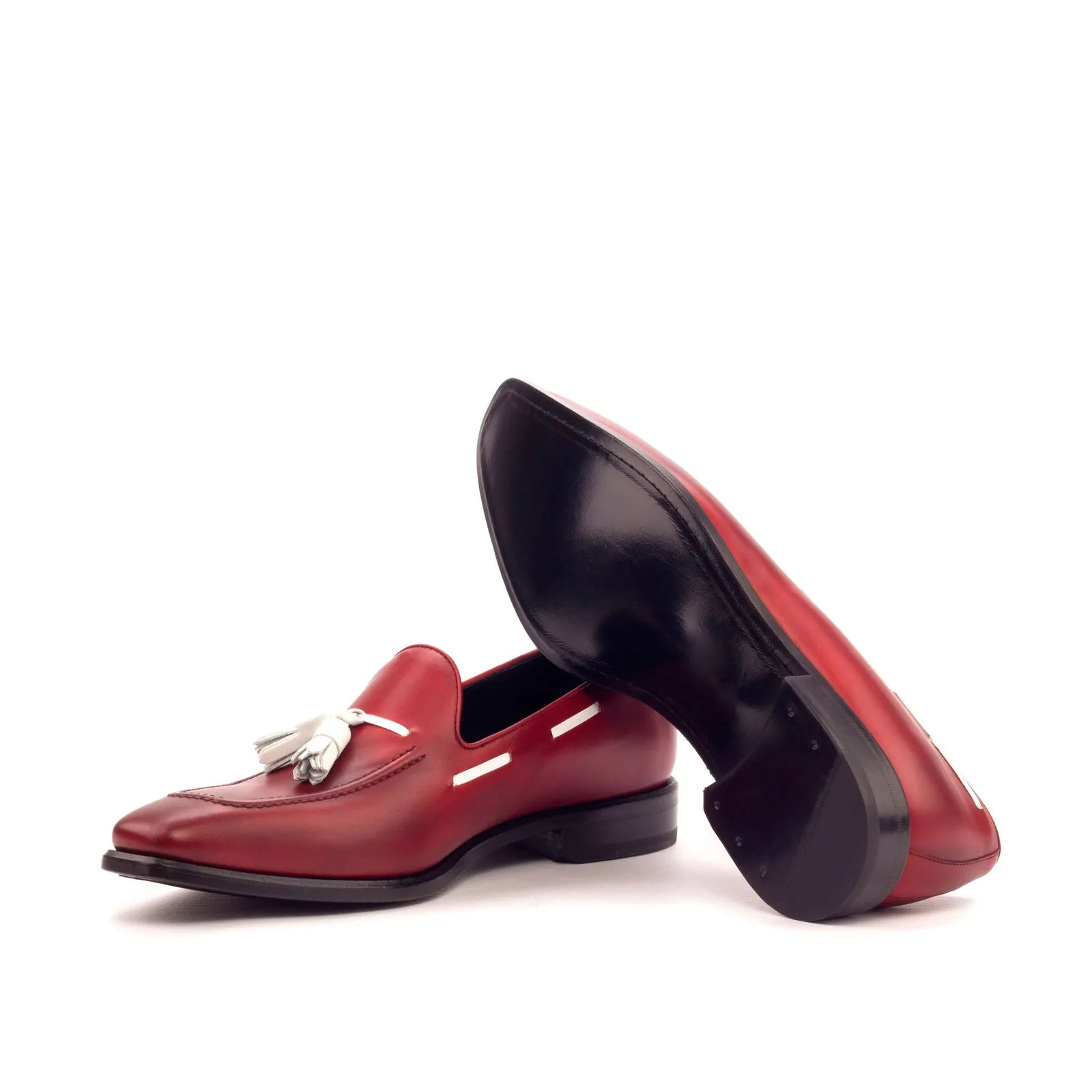 Men's Loafer Leather Shoes Wide Plus Size White Red 3452
