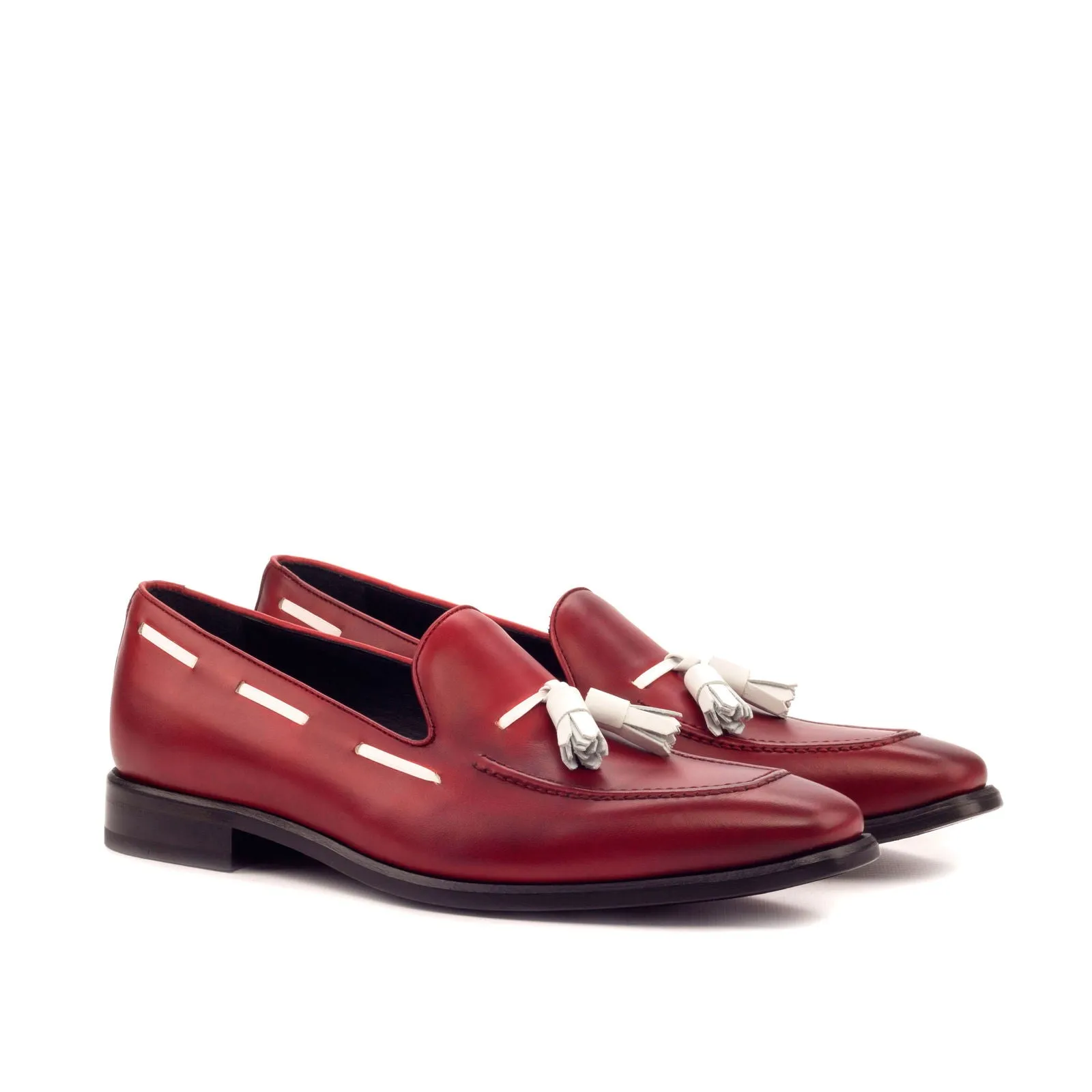 Men's Loafer Leather Shoes Wide Plus Size White Red 3452