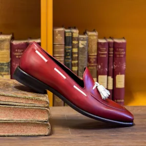 Men's Loafer Leather Shoes Wide Plus Size White Red 3452