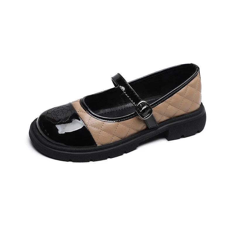 Purpdrank - 2023 spring new women's leather shoes Trendy shallow mouth color block design Korean style casual loafers banquet and office