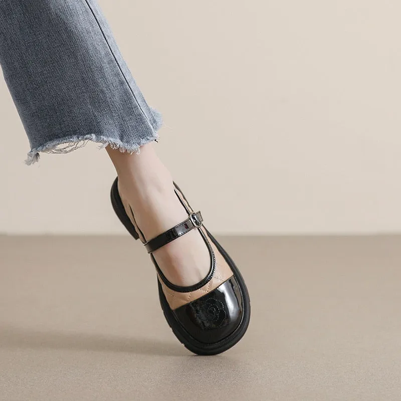 Purpdrank - 2023 spring new women's leather shoes Trendy shallow mouth color block design Korean style casual loafers banquet and office