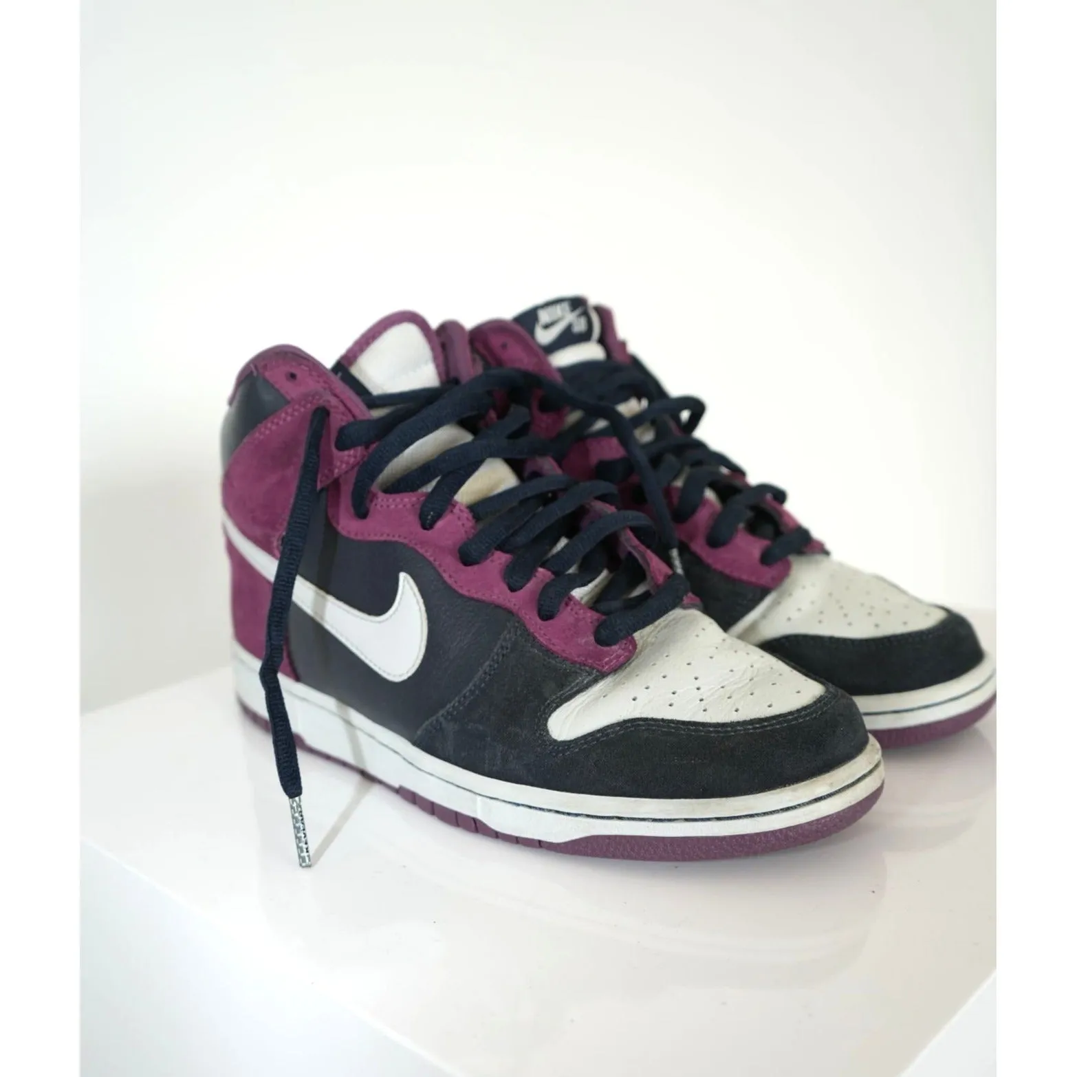 "Retail" Nike SB Dunk High Dark Obsidian Metallic Platinum Sneakers 305050-401 Size 9.5