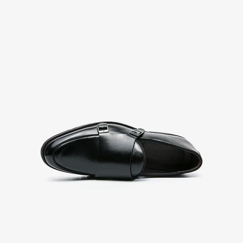 Sleek Brown Leather Monk Strap Shoes