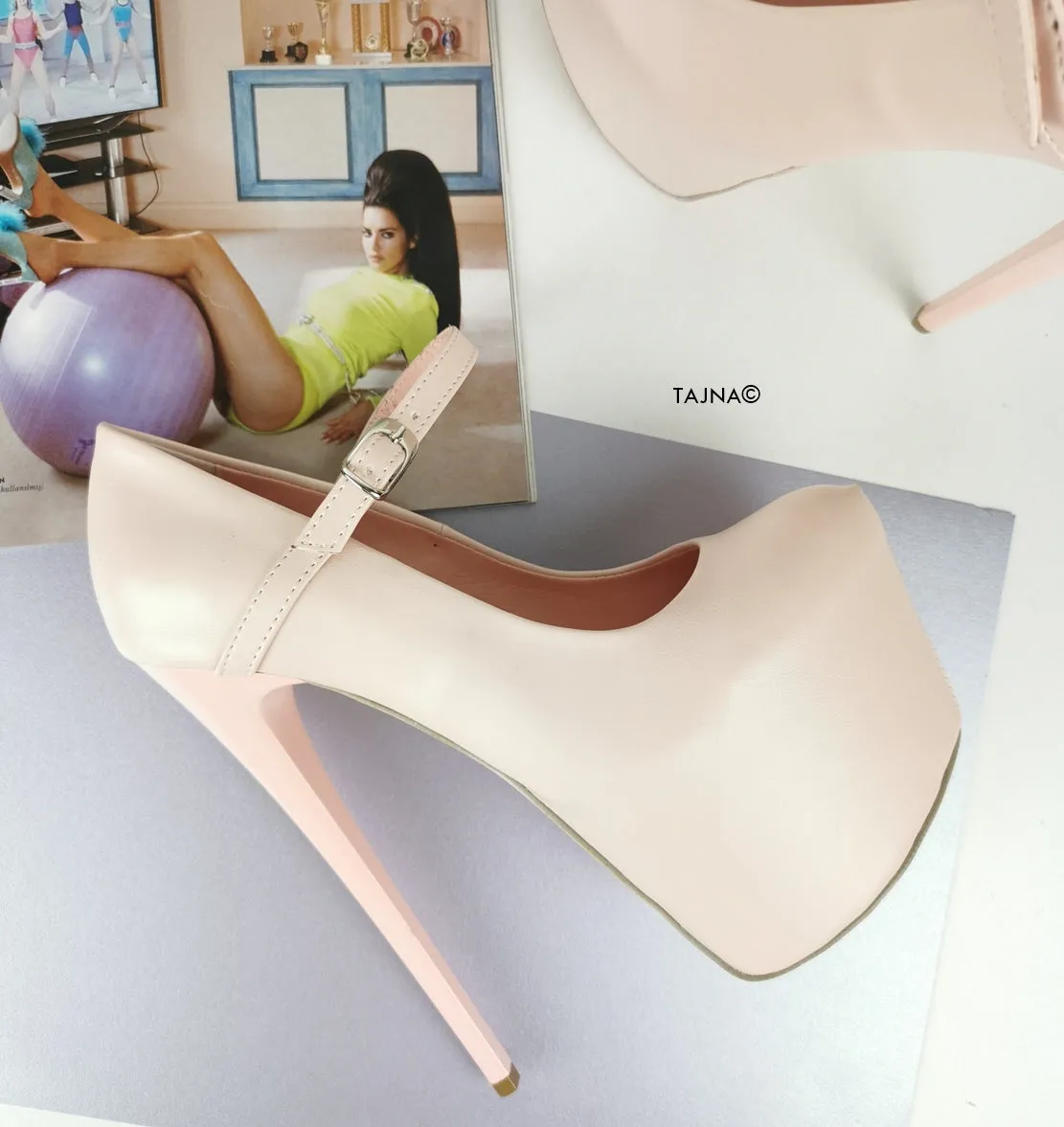 Soft Matte Pink Powder Mary Jane Pumps