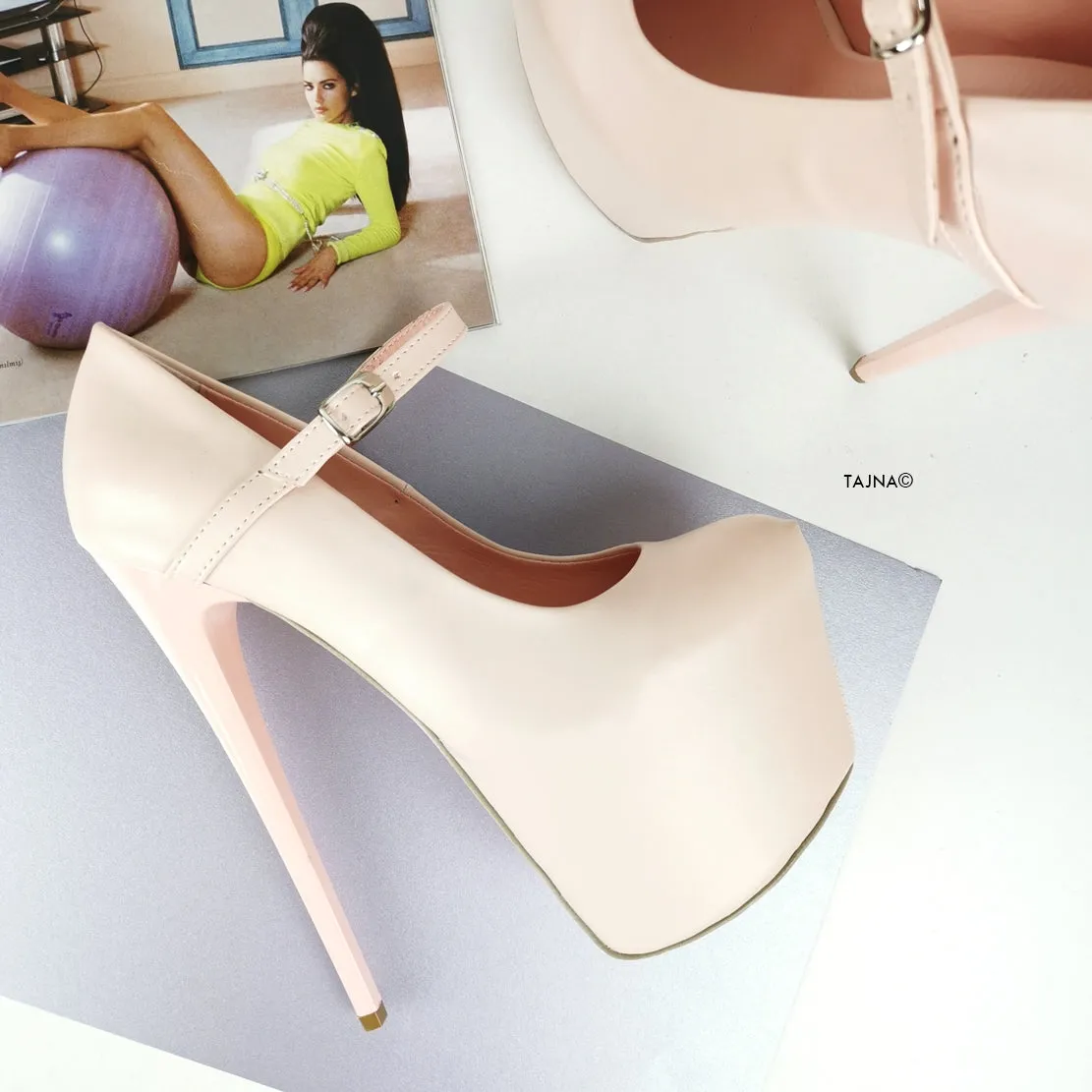 Soft Matte Pink Powder Mary Jane Pumps