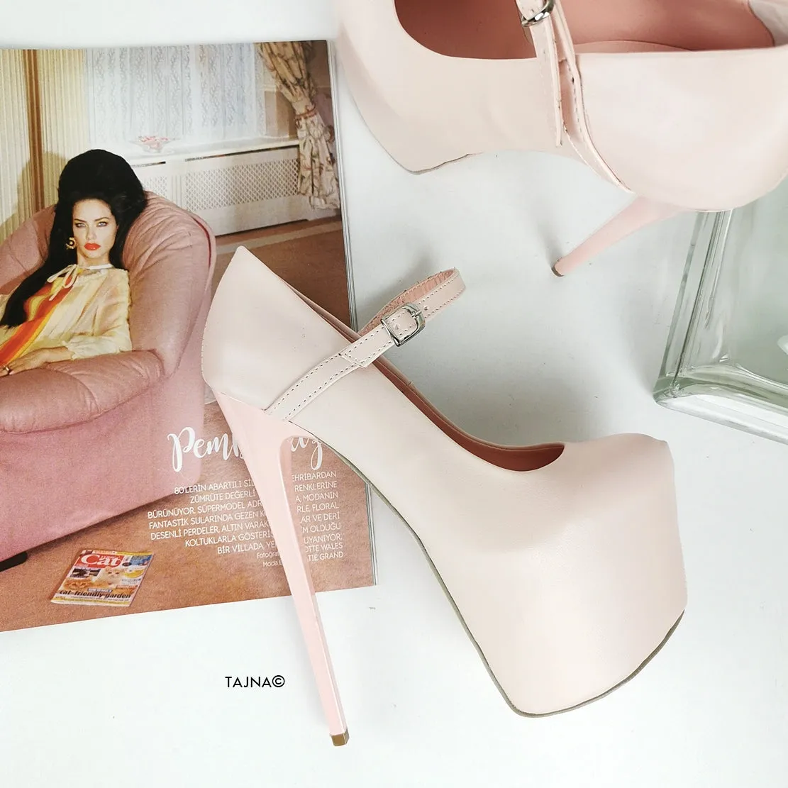 Soft Matte Pink Powder Mary Jane Pumps
