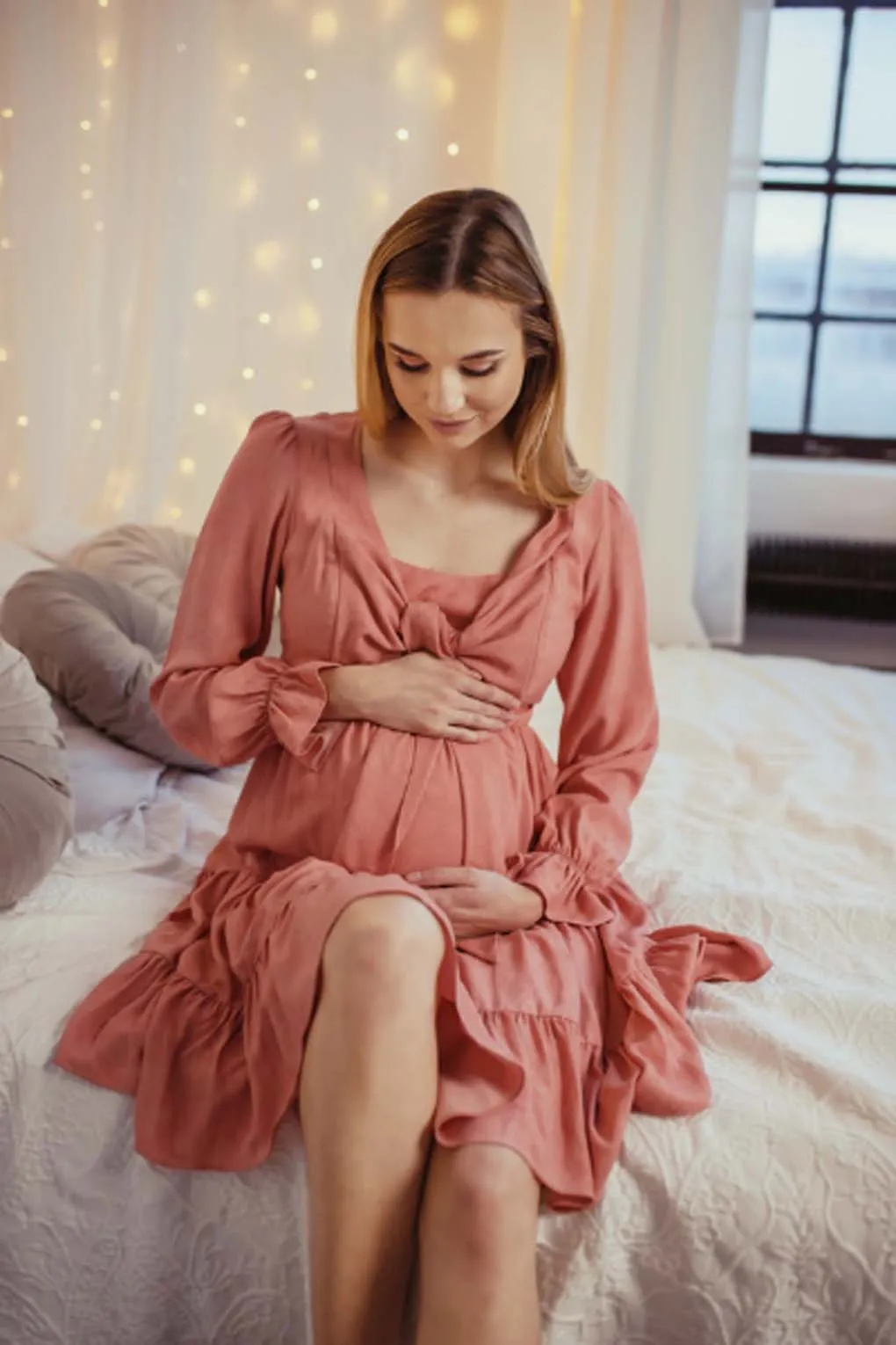 Tallulah Tiered Dusty Pink Maternity Dress