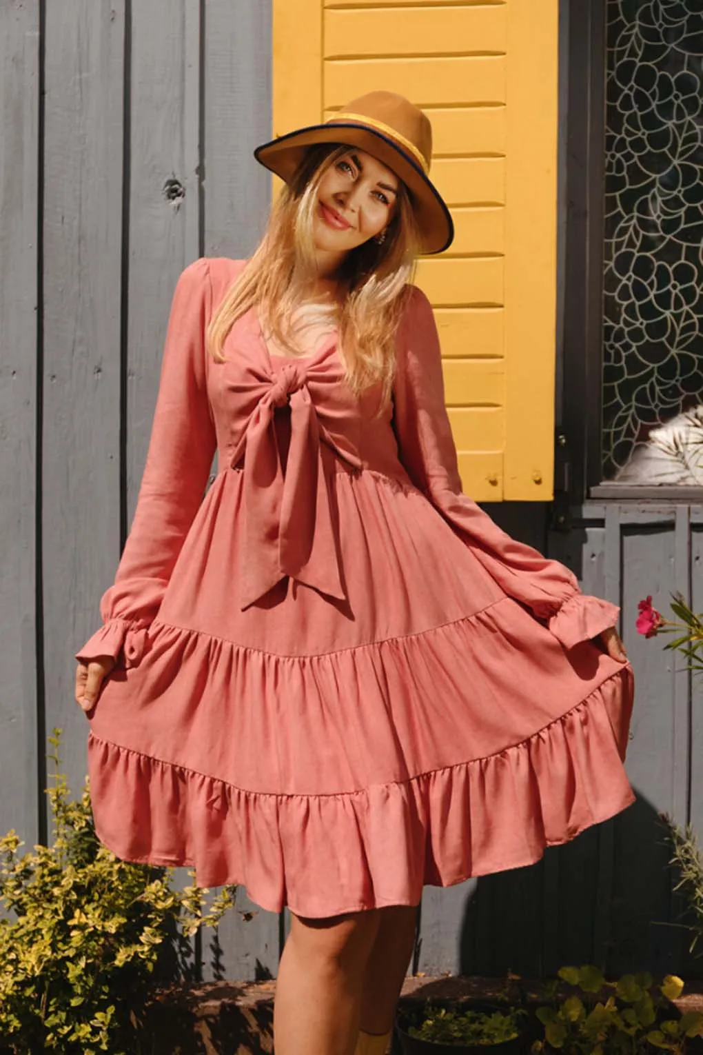 Tallulah Tiered Dusty Pink Maternity Dress