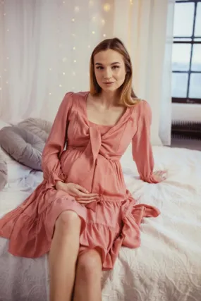 Tallulah Tiered Dusty Pink Maternity Dress
