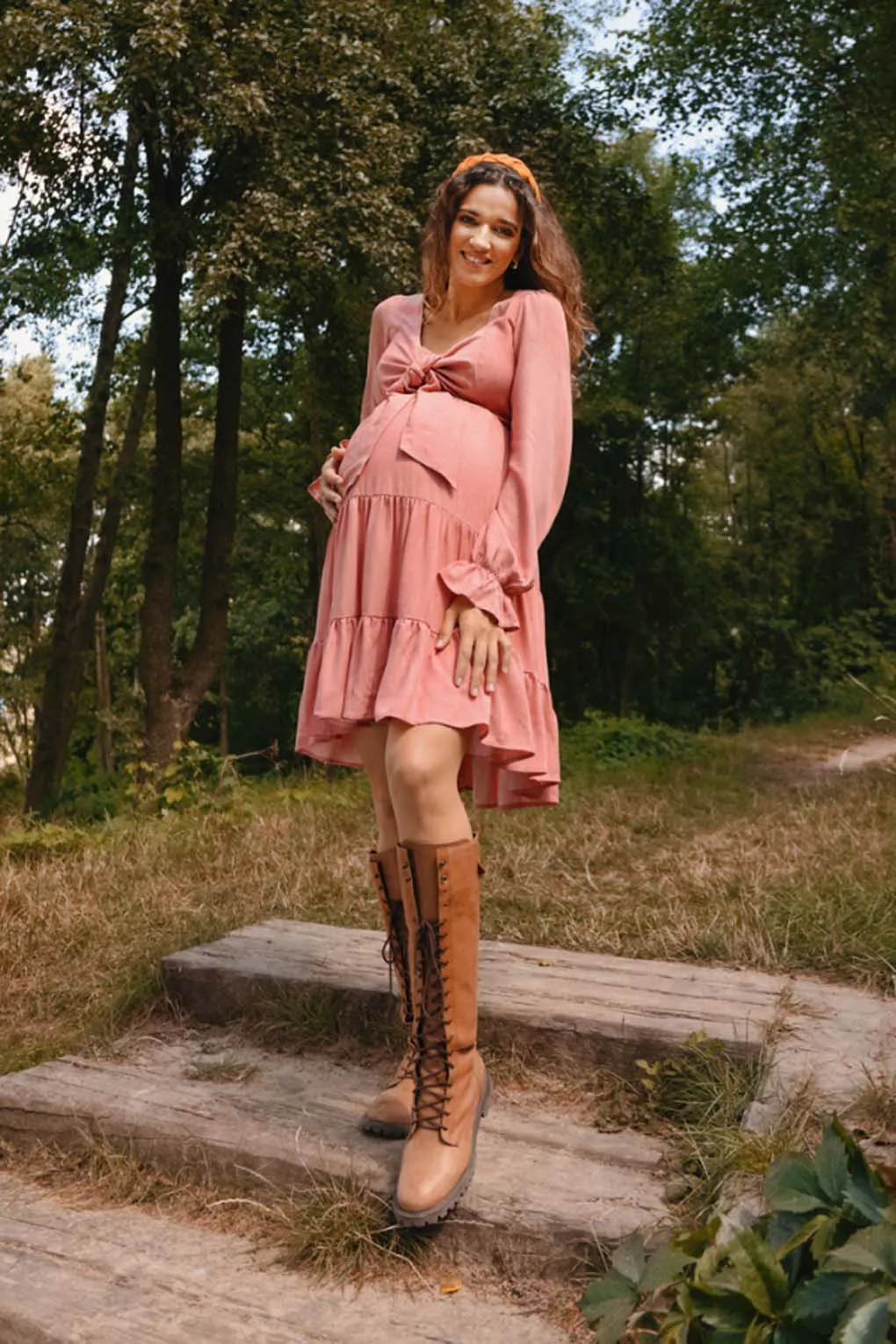 Tallulah Tiered Dusty Pink Maternity Dress