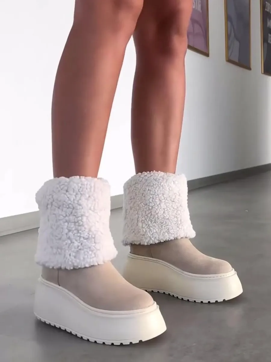 Women's Fleece-lined Warm Adjustable Platform Snow Boots