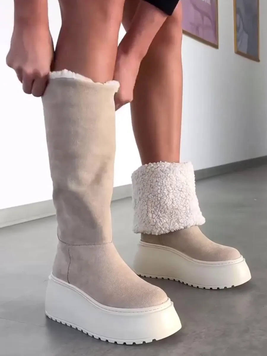 Women's Fleece-lined Warm Adjustable Platform Snow Boots